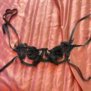 Green flowered cupless bra "(size small0